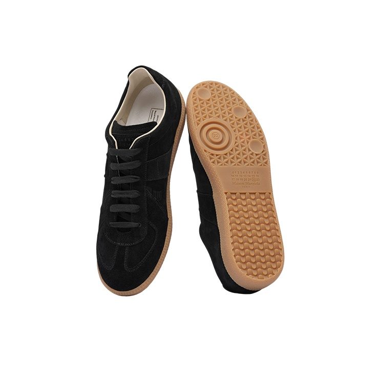 Maison Margiela Women's Black Suede Sneakers — outsole and top pair