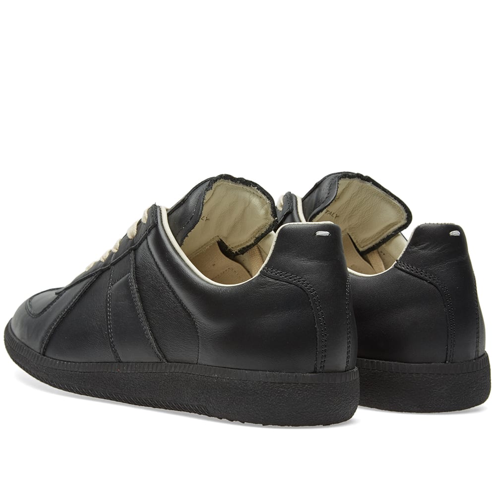 Maison Margiela Women's Black Leather Sneakers — rear three quarter pair