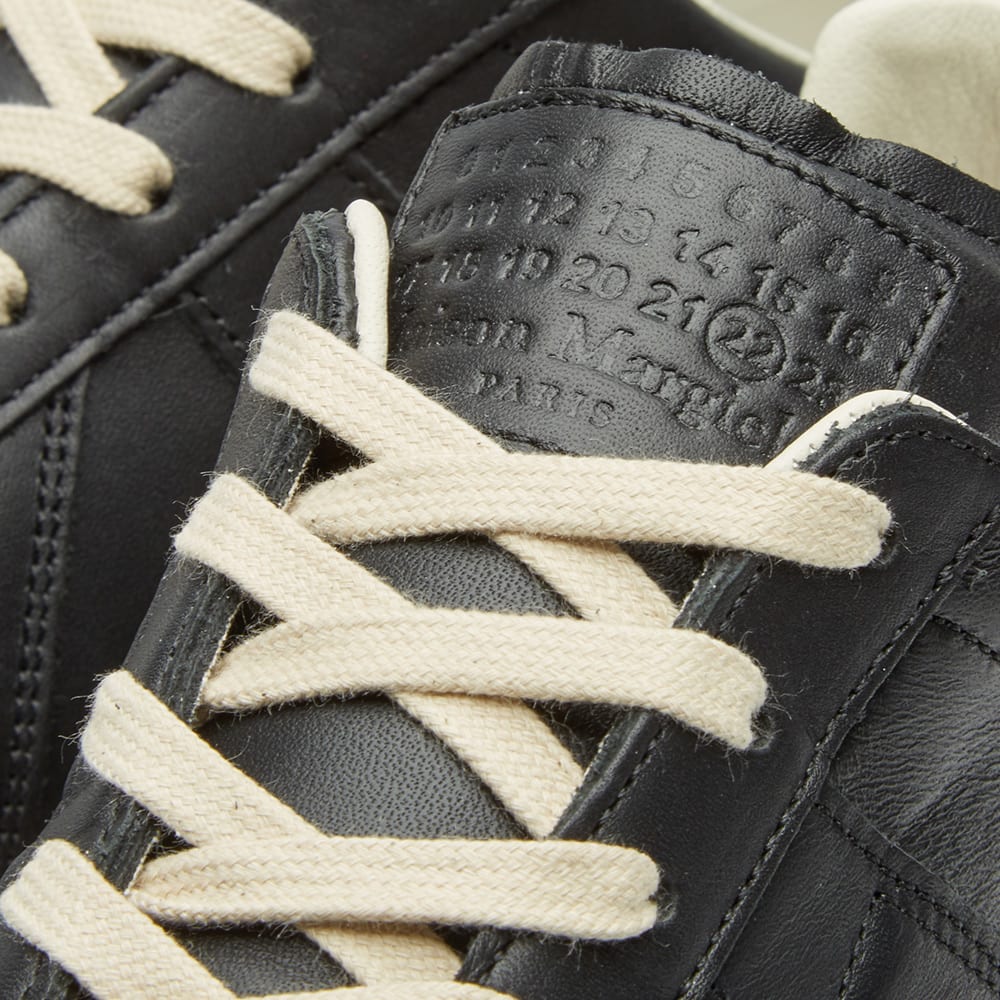 Maison Margiela Women's Black Leather Sneakers — tongue laces detail