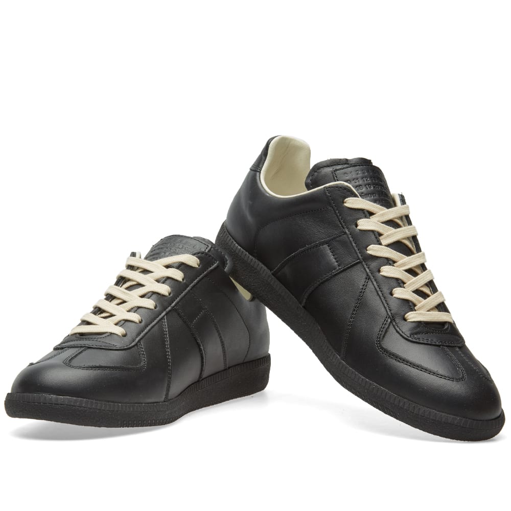 Maison Margiela Women's Black Leather Sneakers — alternate front pair