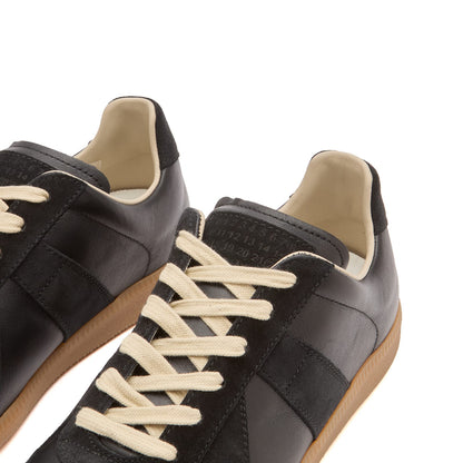 Maison Margiela Women's Black Leather & Suede Sneakers – Rubber Sole — collar tongue detail