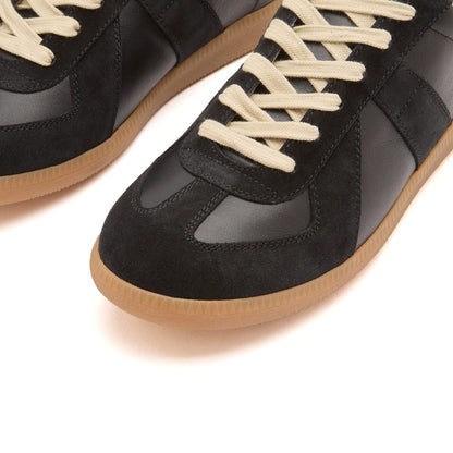 Maison Margiela Women's Black Leather & Suede Sneakers – Rubber Sole — toe material detail