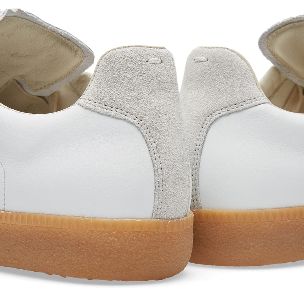 Maison Margiela Women's White Leather & Beige Suede Sneakers — rear collar detail