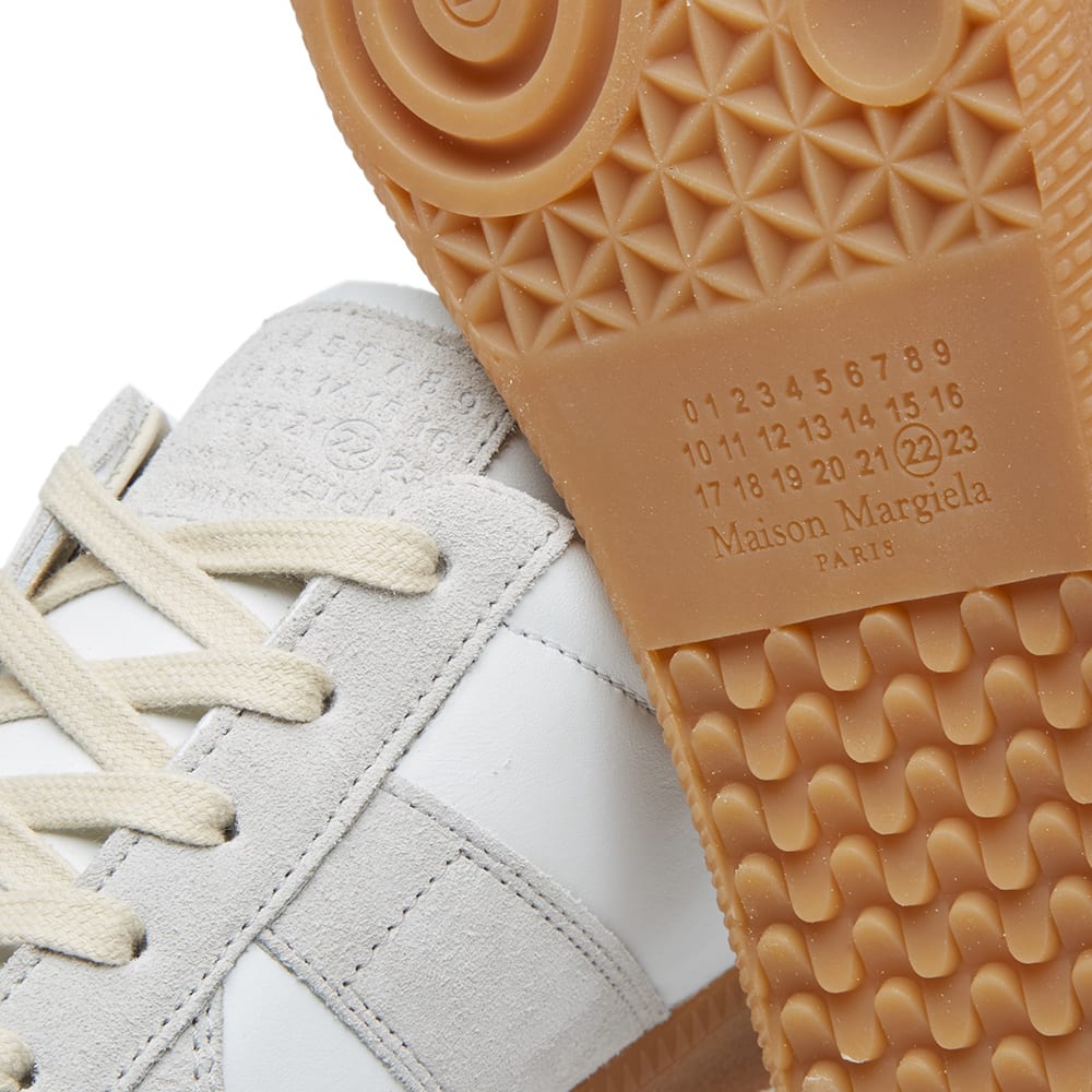 Maison Margiela Women's White Leather & Beige Suede Sneakers — outsole detail