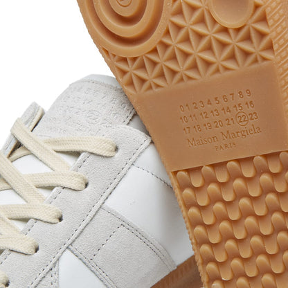 Maison Margiela Women's White Leather & Beige Suede Sneakers — outsole detail