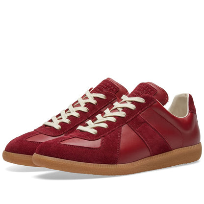Maison Margiela Women's Rouge Leather & Suede Sneakers — front three quarter pair