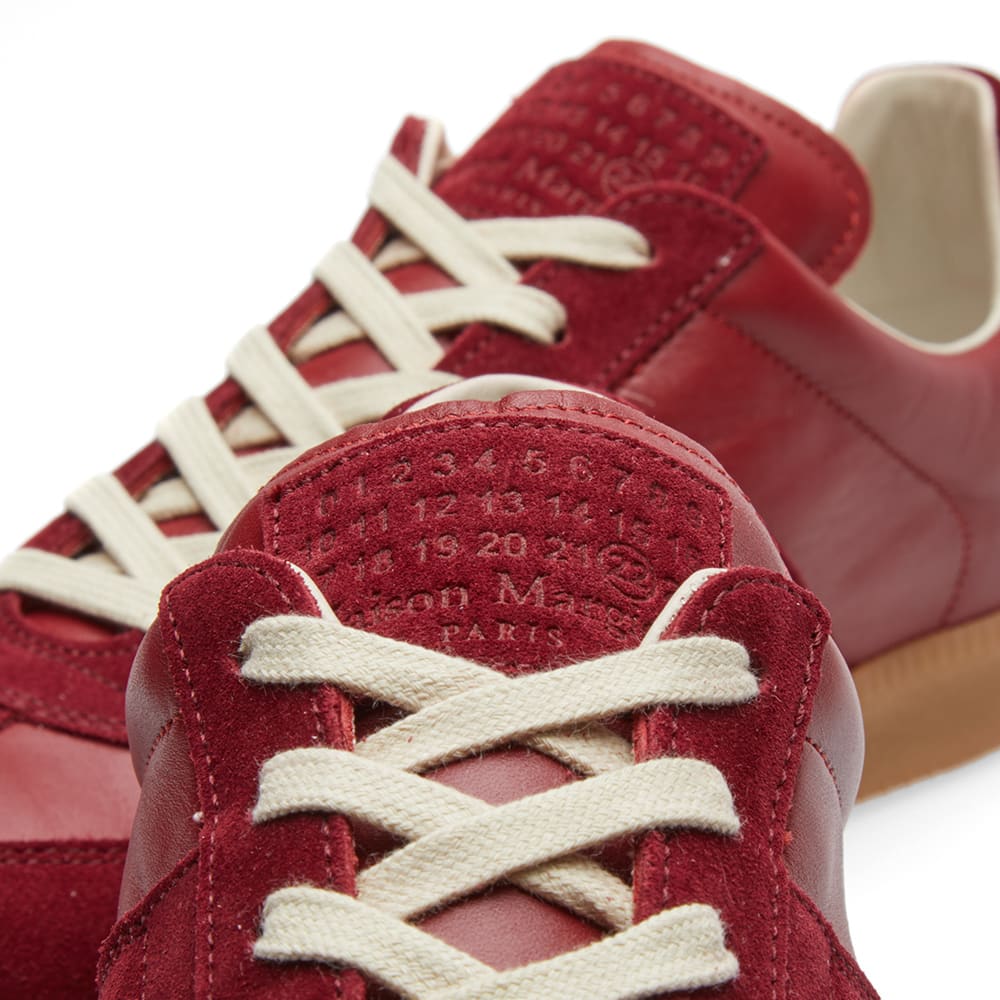 Maison Margiela Women's Rouge Leather & Suede Sneakers — tongue laces detail