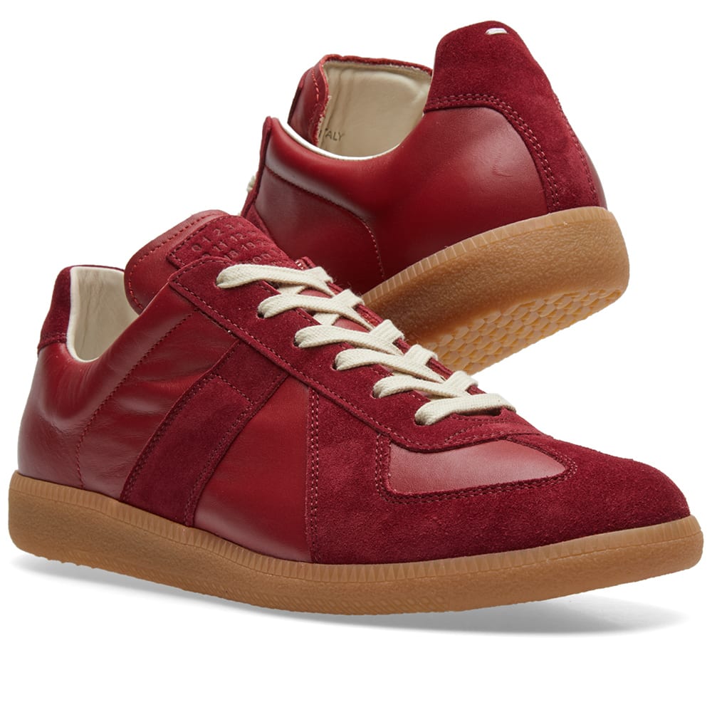 Maison Margiela Women's Rouge Leather & Suede Sneakers — alternate front pair