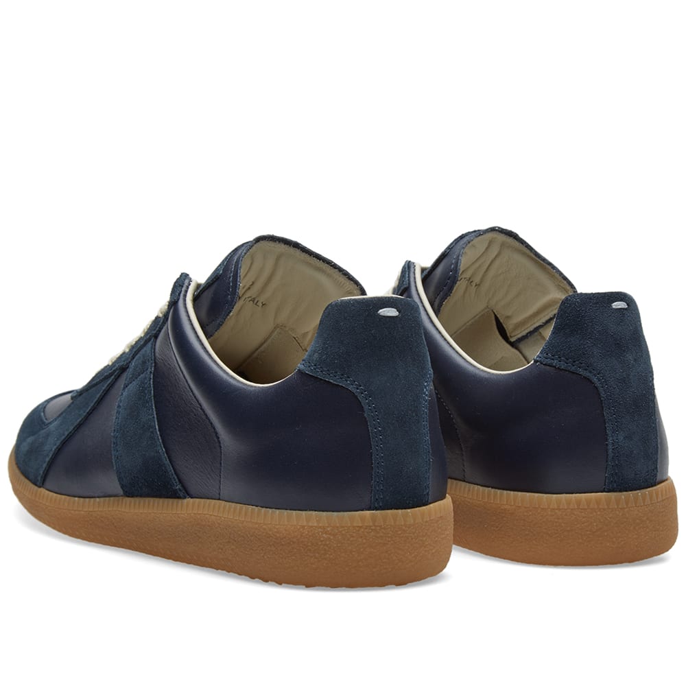 Maison Margiela Women's Dark Blue Leather & Suede Sneakers — rear three quarter pair