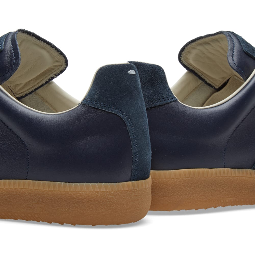 Maison Margiela Women's Dark Blue Leather & Suede Sneakers — rear collar detail