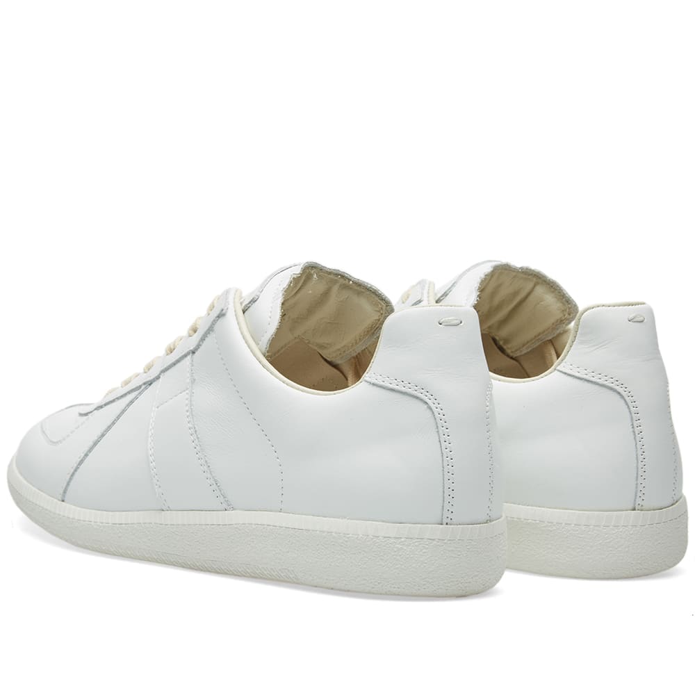 Maison Margiela Women's White Leather Sneakers — rear three quarter pair