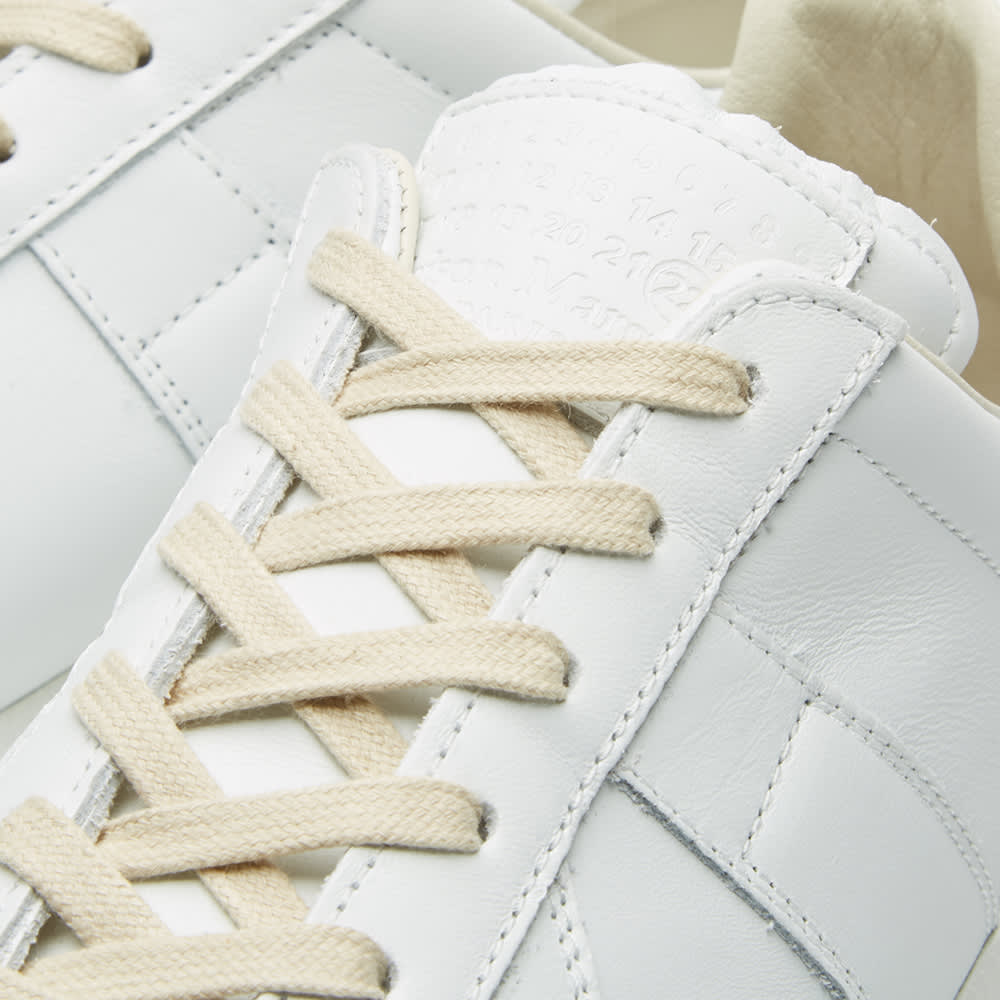 Maison Margiela Women's White Leather Sneakers — tongue laces detail
