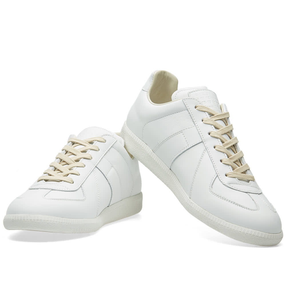 Maison Margiela Women's White Leather Sneakers — alternate front pair