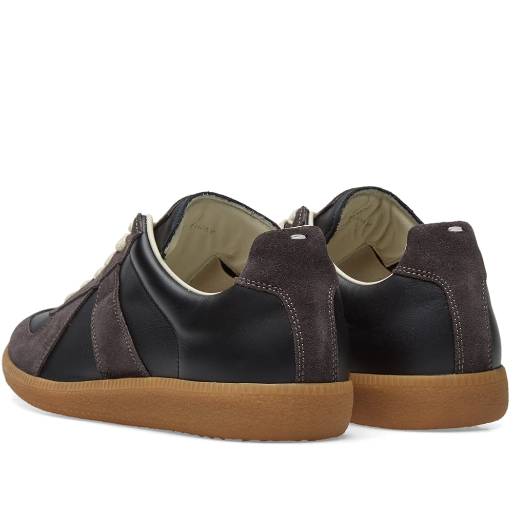 Maison Margiela Women's Black Leather & Amber Suede Sneakers — rear three quarter pair