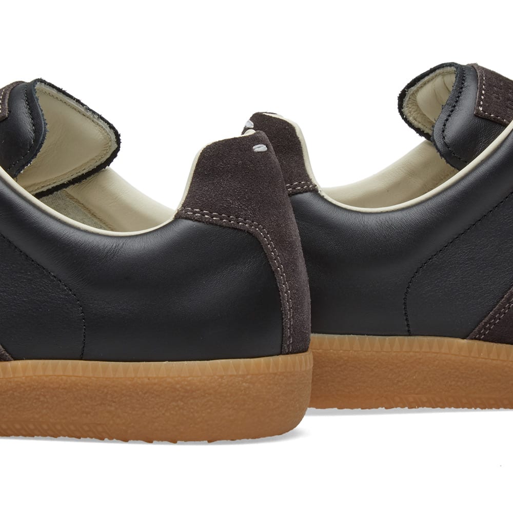 Maison Margiela Women's Black Leather & Amber Suede Sneakers — rear collar detail