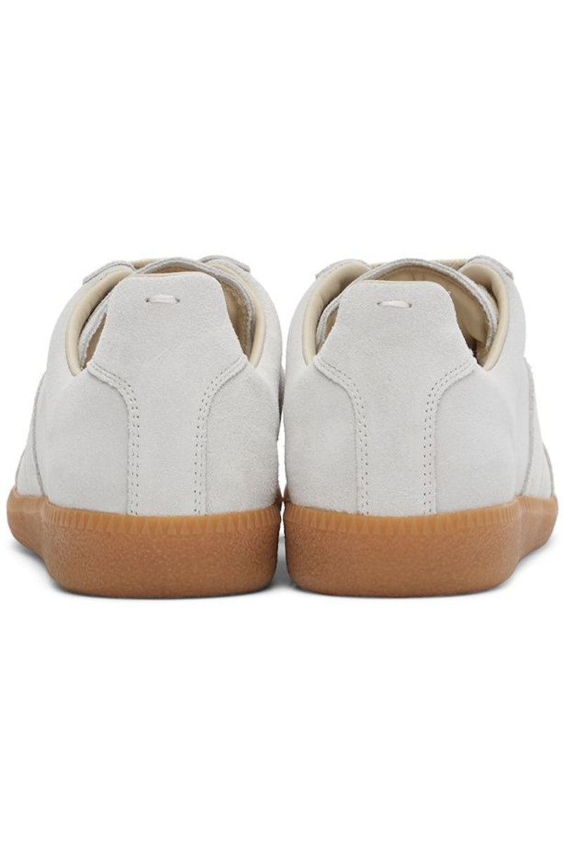 Maison Margiela Women's White Suede Sneakers — back pair