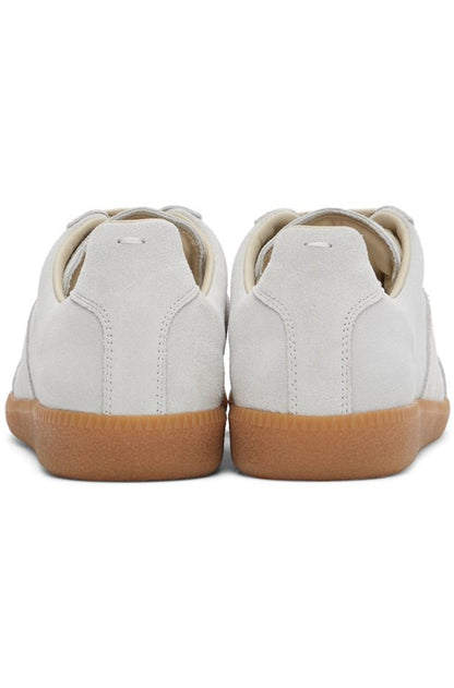 Maison Margiela Women's White Suede Sneakers — back pair