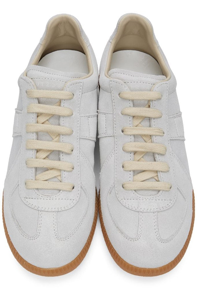 Maison Margiela Women's White Suede Sneakers — top pair