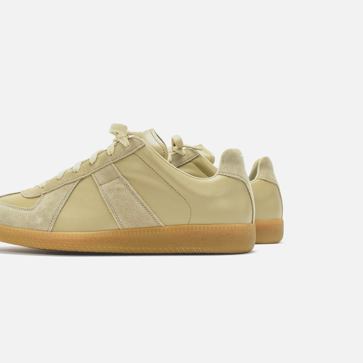 Maison Margiela Women's Apricot Leather & Suede Sneakers — rear three quarter pair