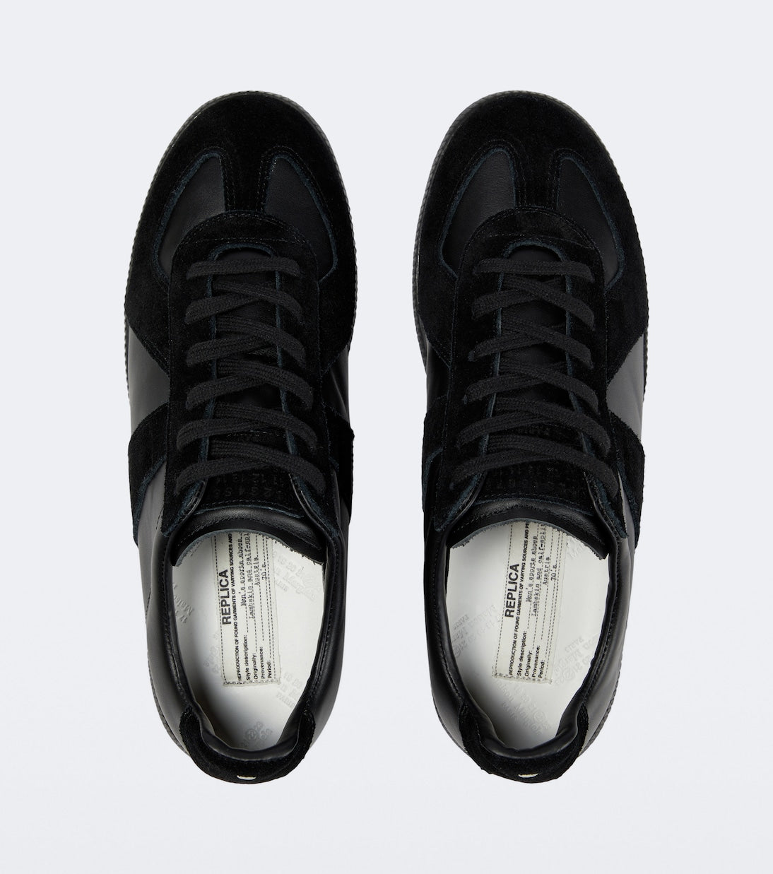 Maison Margiela Women's Black Leather & Suede Sneakers – Black Interior — top and lining