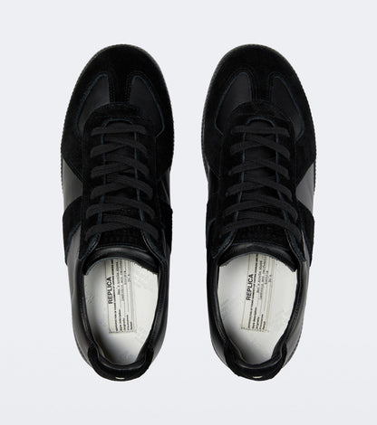 Maison Margiela Women's Black Leather & Suede Sneakers – Black Interior — top and lining