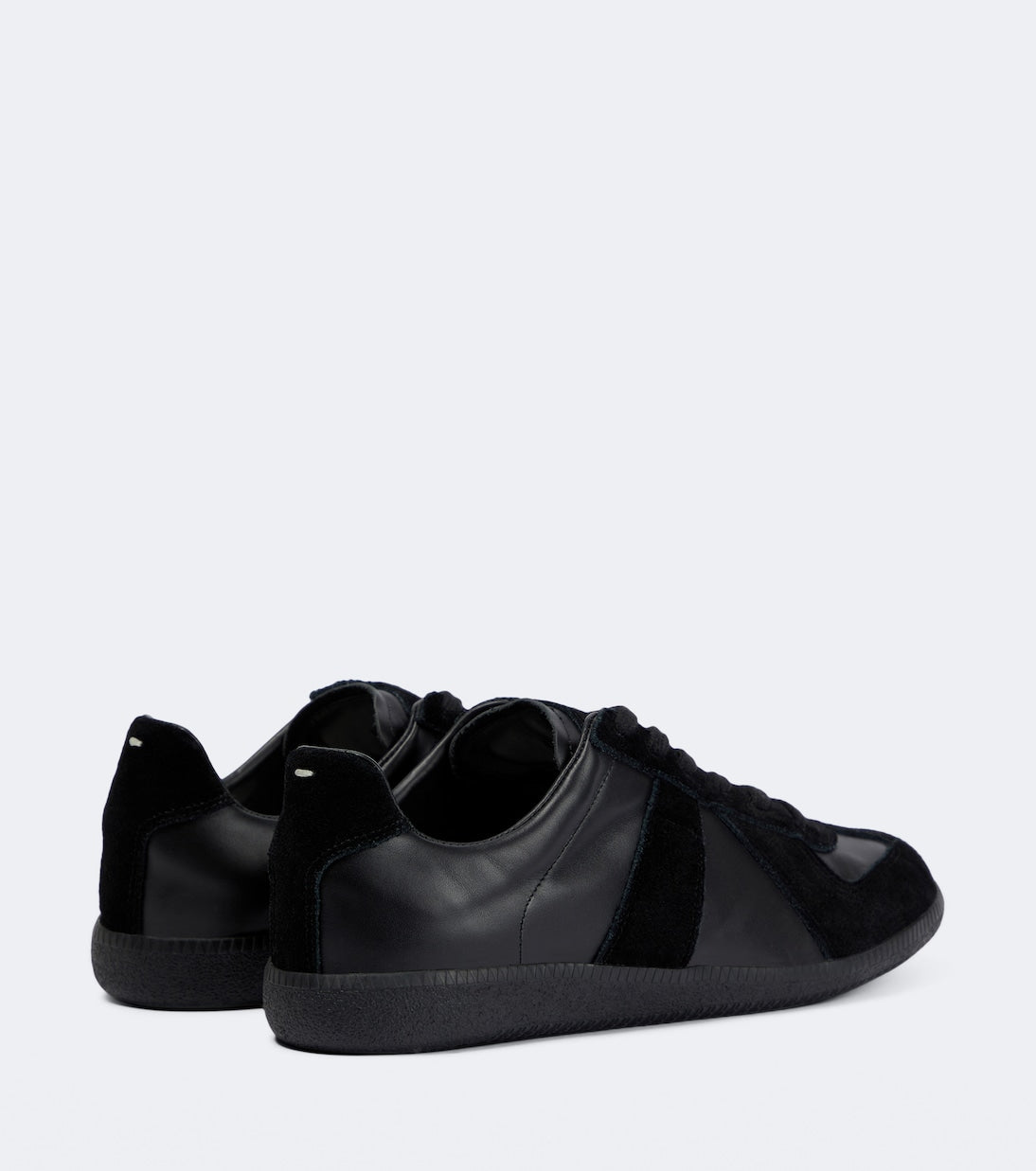 Maison Margiela Women's Black Leather & Suede Sneakers – Black Interior — rear three quarter