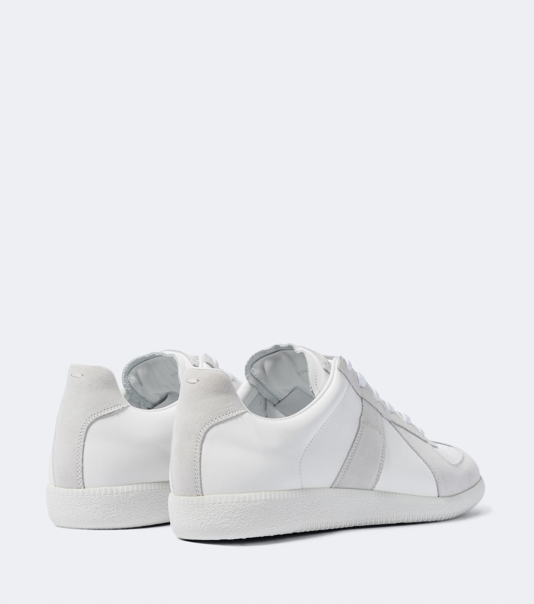Maison Margiela Women's White Leather & Suede Sneakers — rear three quarter