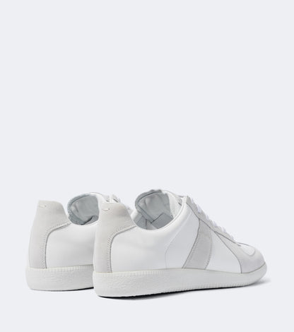 Maison Margiela Women's White Leather & Suede Sneakers — rear three quarter