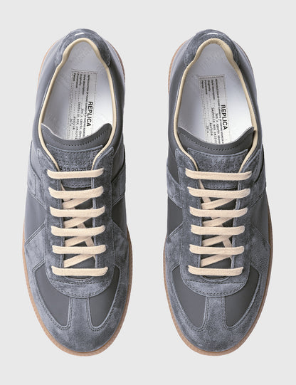 Maison Margiela Women's Grey Leather & Suede Sneakers — top pair