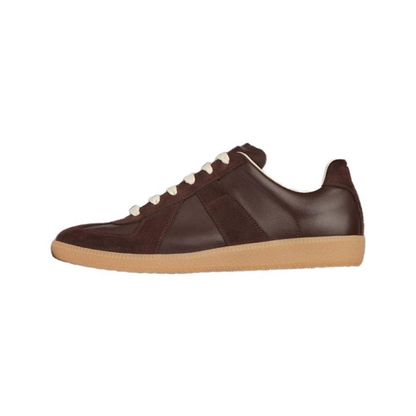 Maison Margiela Women's Brown Leather & Suede Sneakers — side view on white background