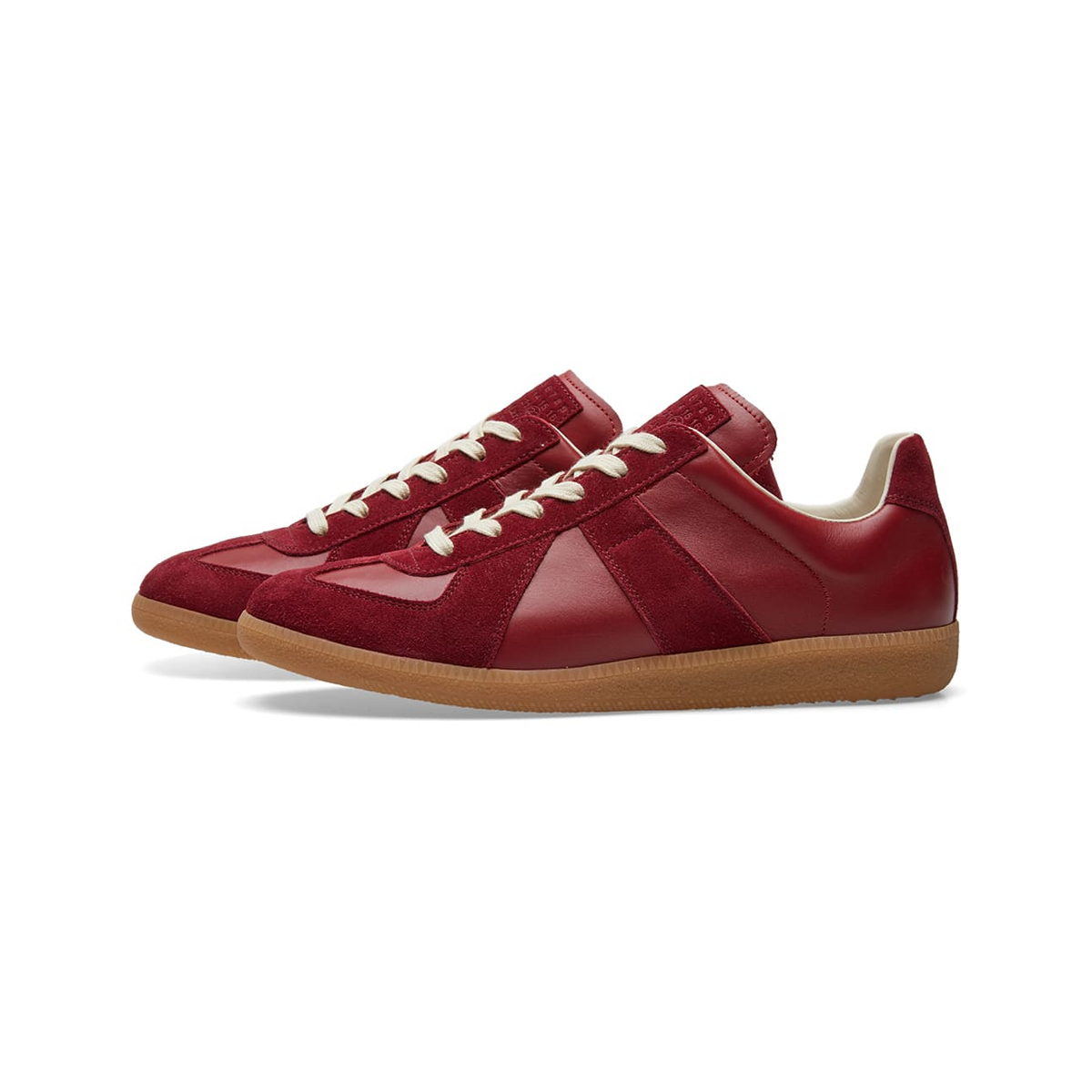 Maison Margiela Women's Rouge Leather & Suede Sneakers — side view on white background