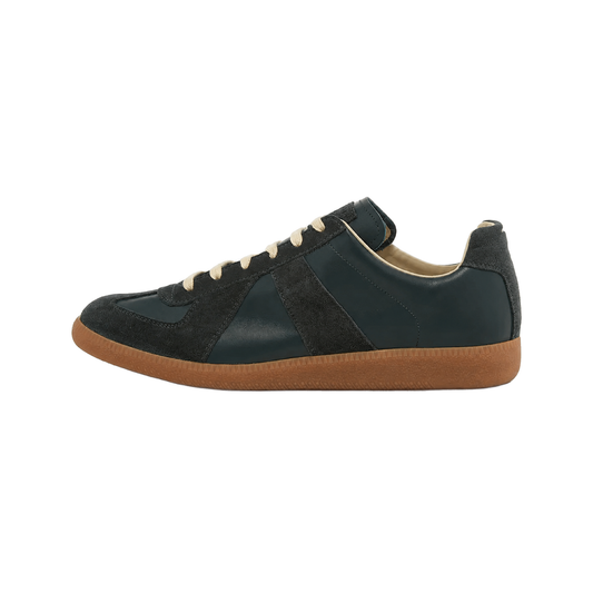Maison Margiela Women's Deep Forest Leather & Suede Sneakers — side view on white background