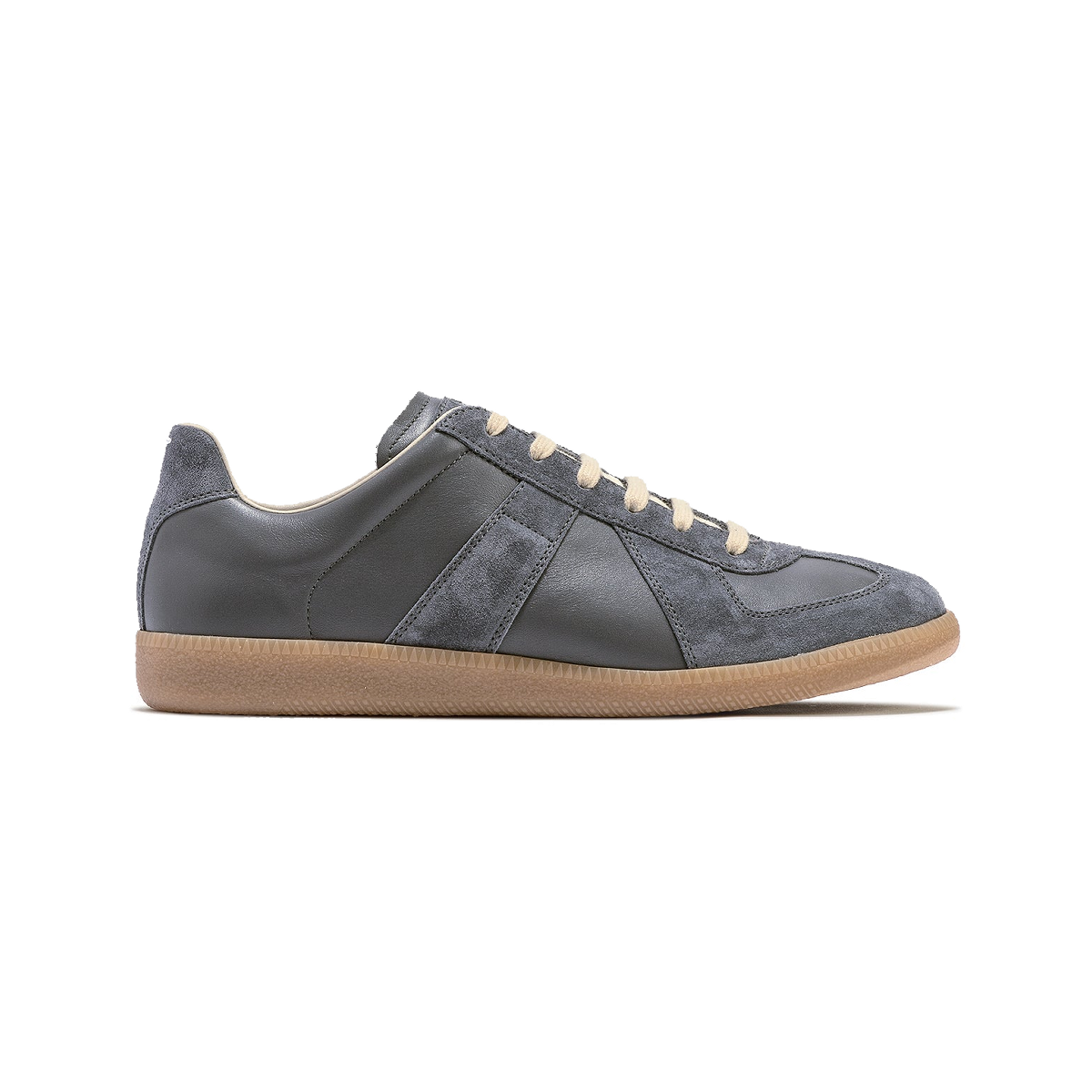 Maison Margiela Women's Grey Leather & Suede Sneakers — side view on white background
