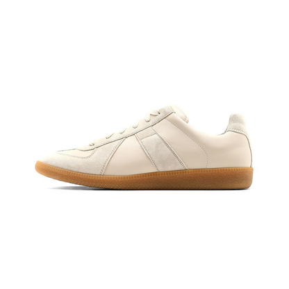 Maison Margiela Women's Beige Leather & Suede Sneakers — side view on white background