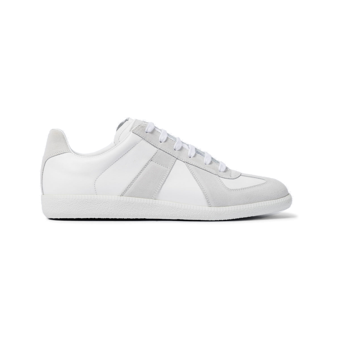 Maison Margiela Women's White Leather & Suede Sneakers — side view on white background