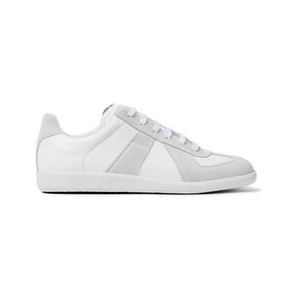 Maison Margiela Women's White Leather & Suede Sneakers — side view on white background