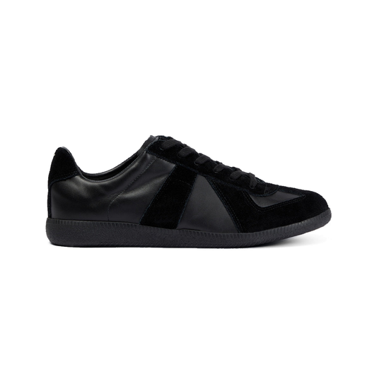 Maison Margiela Women's Black Leather & Suede Sneakers – Black Interior — side view on white background