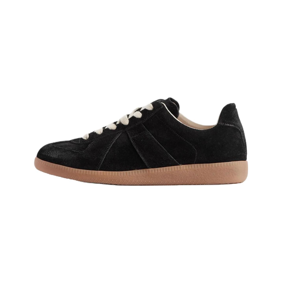 Maison Margiela Women's Black Suede Sneakers — side view on white background