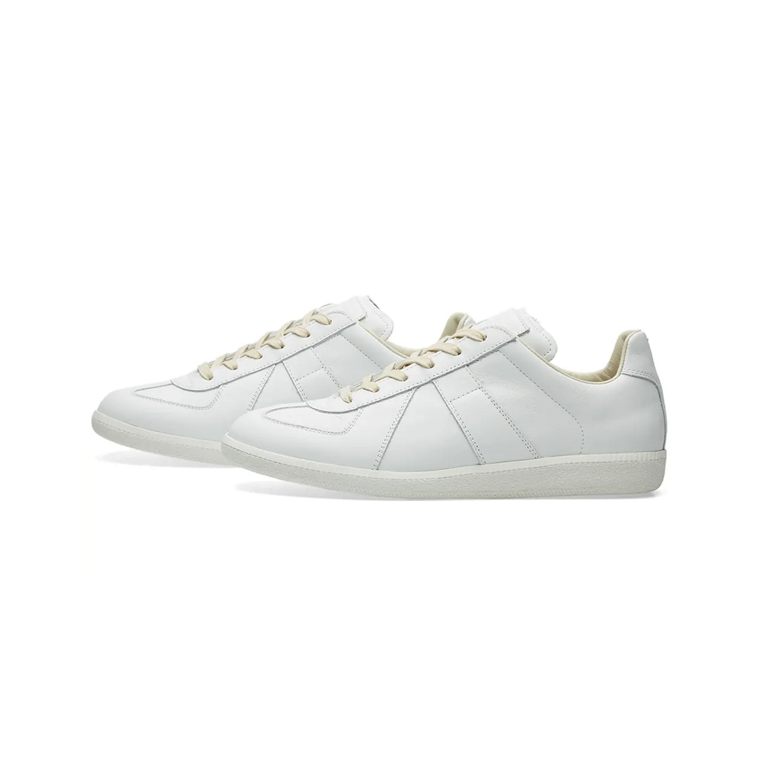 Maison Margiela Women's White Leather Sneakers — side view on white background