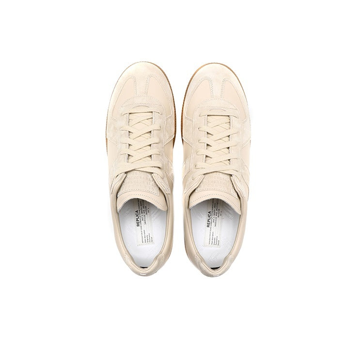 Maison Margiela Women's Beige Leather & Suede Sneakers — top pair