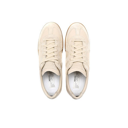 Maison Margiela Women's Beige Leather & Suede Sneakers — top pair