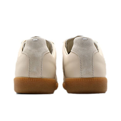 Maison Margiela Women's Beige Leather & Suede Sneakers — rear pair