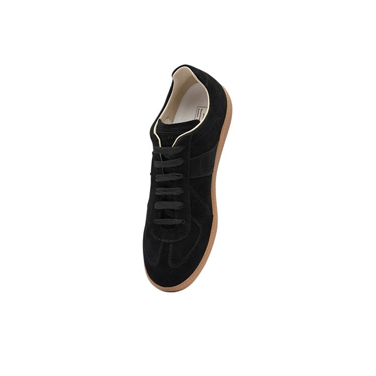 Maison Margiela Women's Black Suede Sneakers — front three quarter