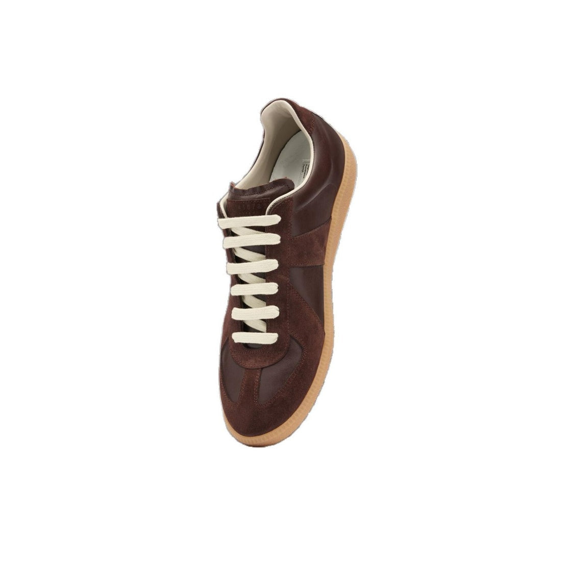 Maison Margiela Women's Brown Leather & Suede Sneakers — elevated front three quarter