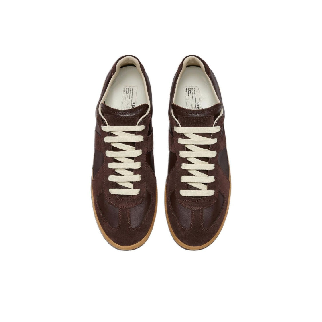 Maison Margiela Women's Brown Leather & Suede Sneakers — top pair