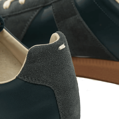 Maison Margiela Women's Deep Forest Leather & Suede Sneakers — heel and suede detail