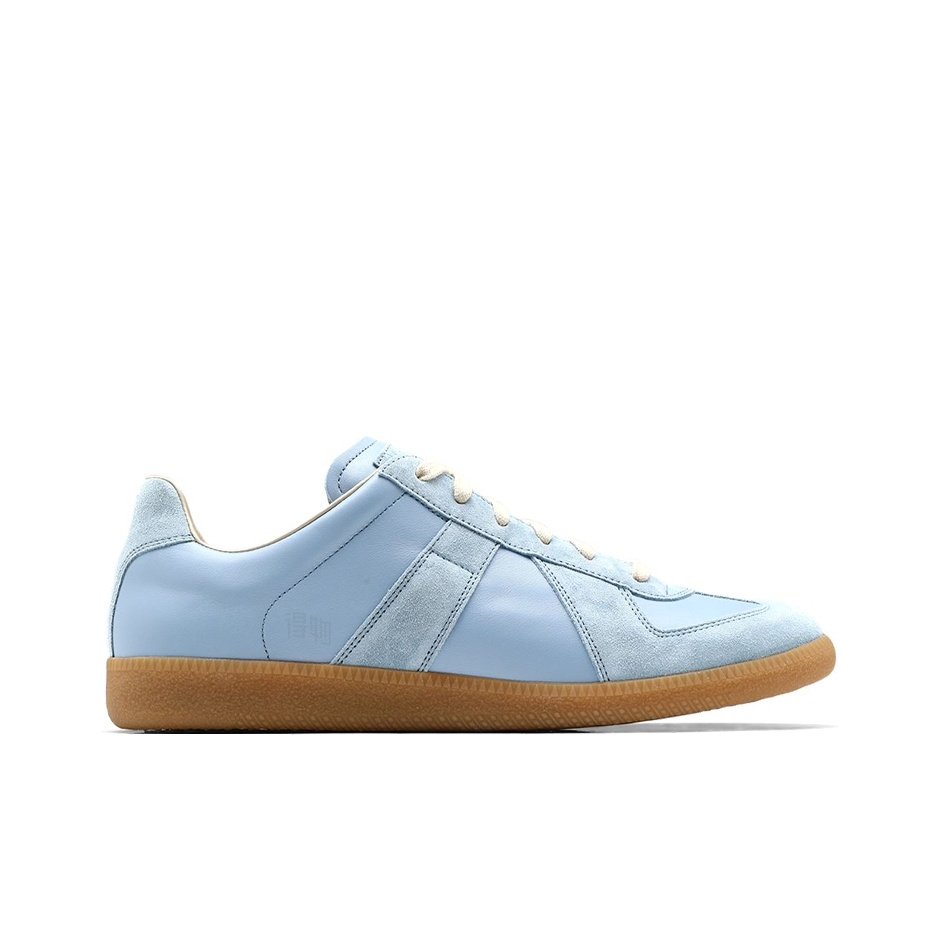 Maison Margiela Women's Light Blue Leather & Suede Sneakers — reverse side
