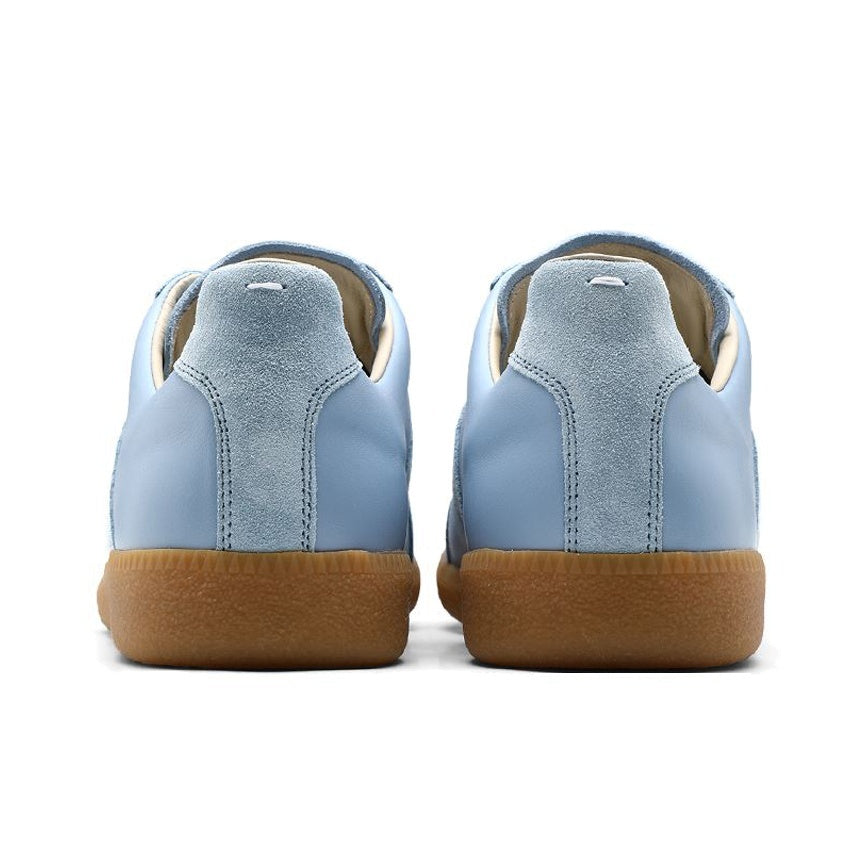Maison Margiela Women's Light Blue Leather & Suede Sneakers — rear pair